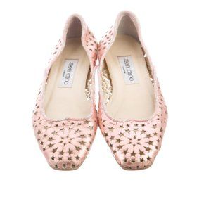 Jimmy Choo Pink Metallic Lasercut Ballet Flat